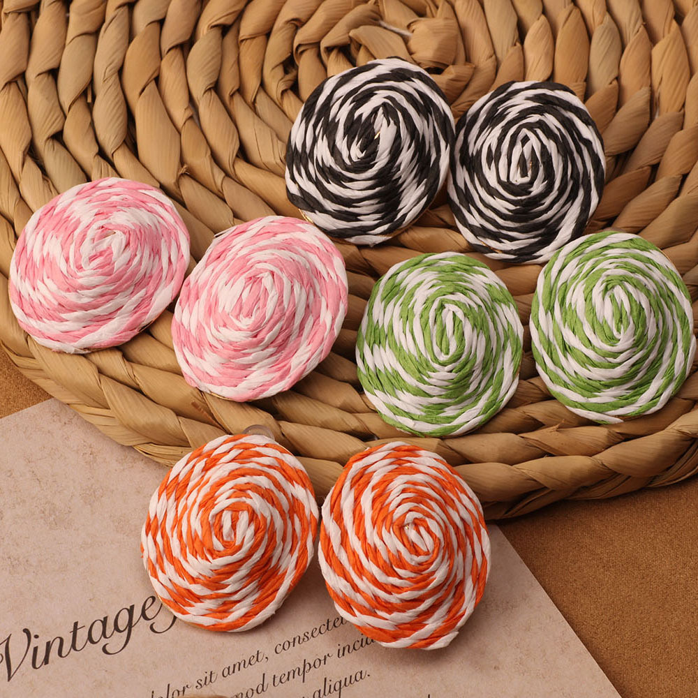 7g Weight 304 Stainless Steel Ear Needle Material Drop Earrings, Ear Studs Classification 1 Pair Quantity Daily Occasion Wood, Straw Material Geometric Pattern All Seasons Season Women's Gender Streetwear Style 1 Pair Streetwear Geometric Wood Straw Drop Earrings Ear Studs 10