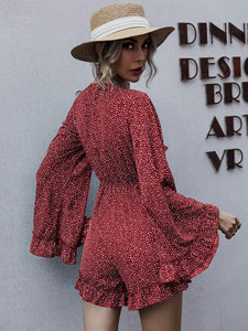 product - wholesale High Waist Sexy Small Deep V Plunge Plunge neck Sexy Lace up Romper - 8