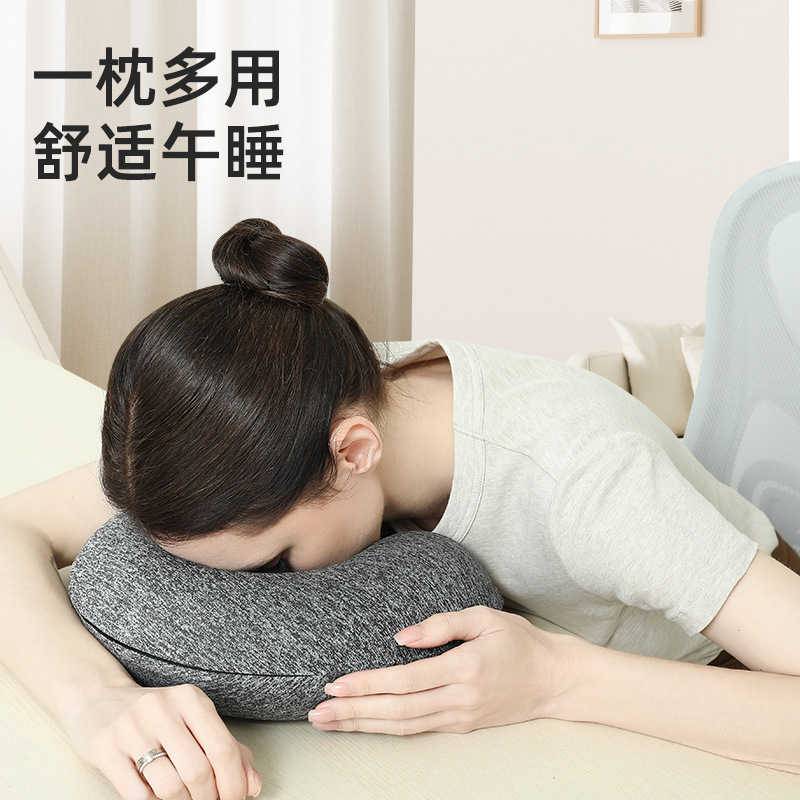 Almohada en U, espuma viscoelástica,avión y oficina, portátil, siesta