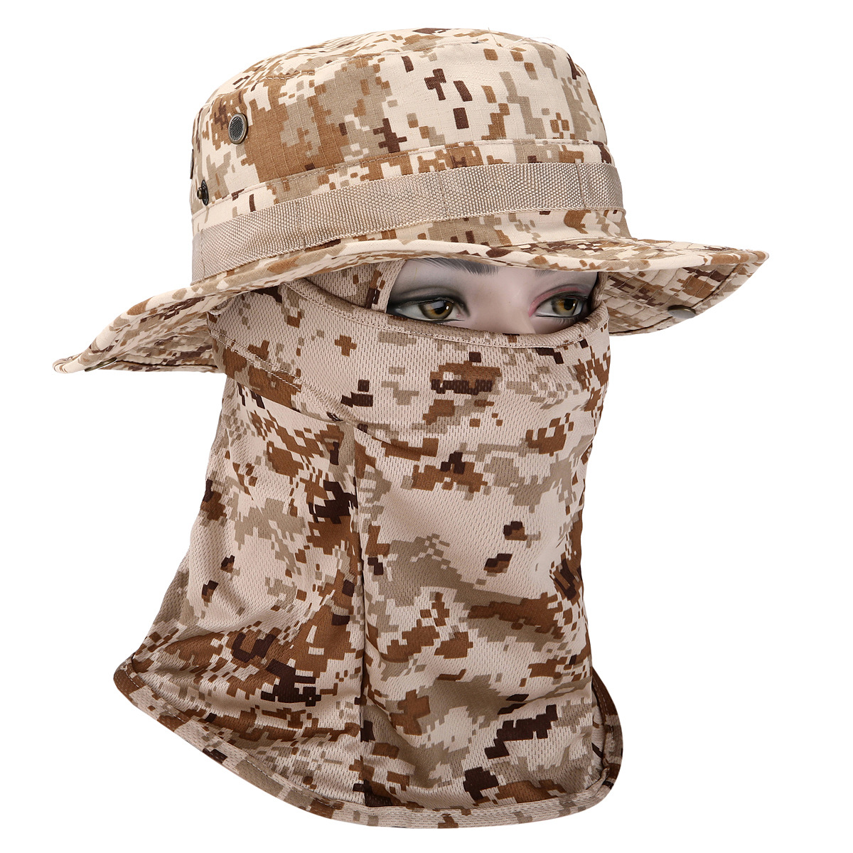 Sombrero de camuflaje con ala ancha al aire libre sombrero Benni sombrero de camuflaje para fanáticos militares sombrero de alpinismo de pesca protector solar sombrero de pescador transpirable hombre