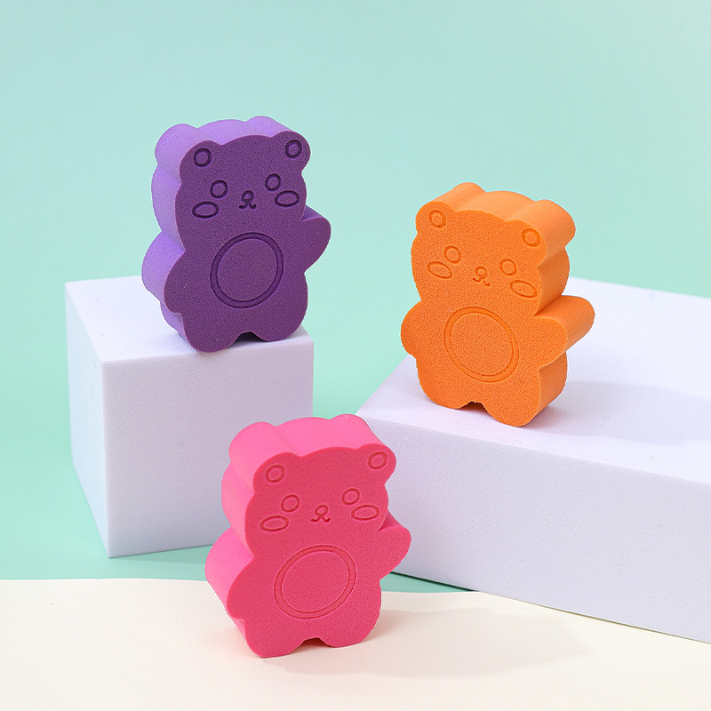 Custom adorable oso biscuitos plano polvo suave cojín de aire tostada esponja de maquillaje huevo de maquillaje seco húmedo