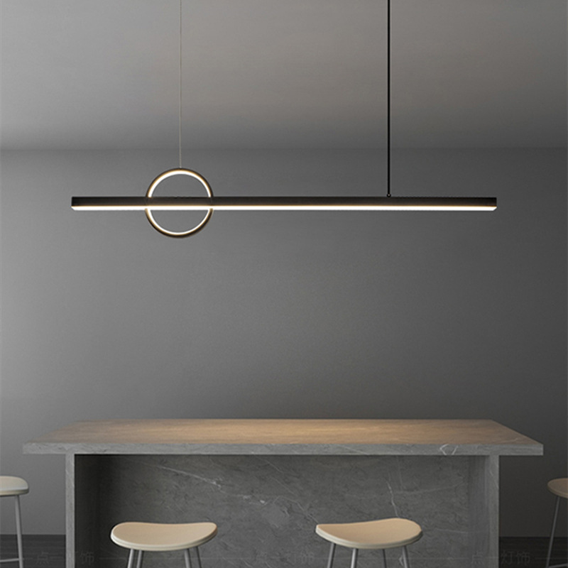 All Copper Black Minimalist Dining Room Chandelier Nordic Modern Designer Geometric Bar Table Office Long Chandelier
