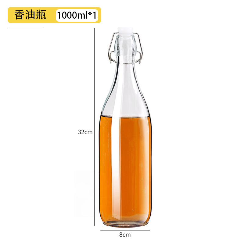 Botella sellada de vidrio de grado alimenticio, hebilla, tapa, aceite de sésamo, botella vacía, olla de aceite de cocina de gran capacidad, botella de bebida condimentada