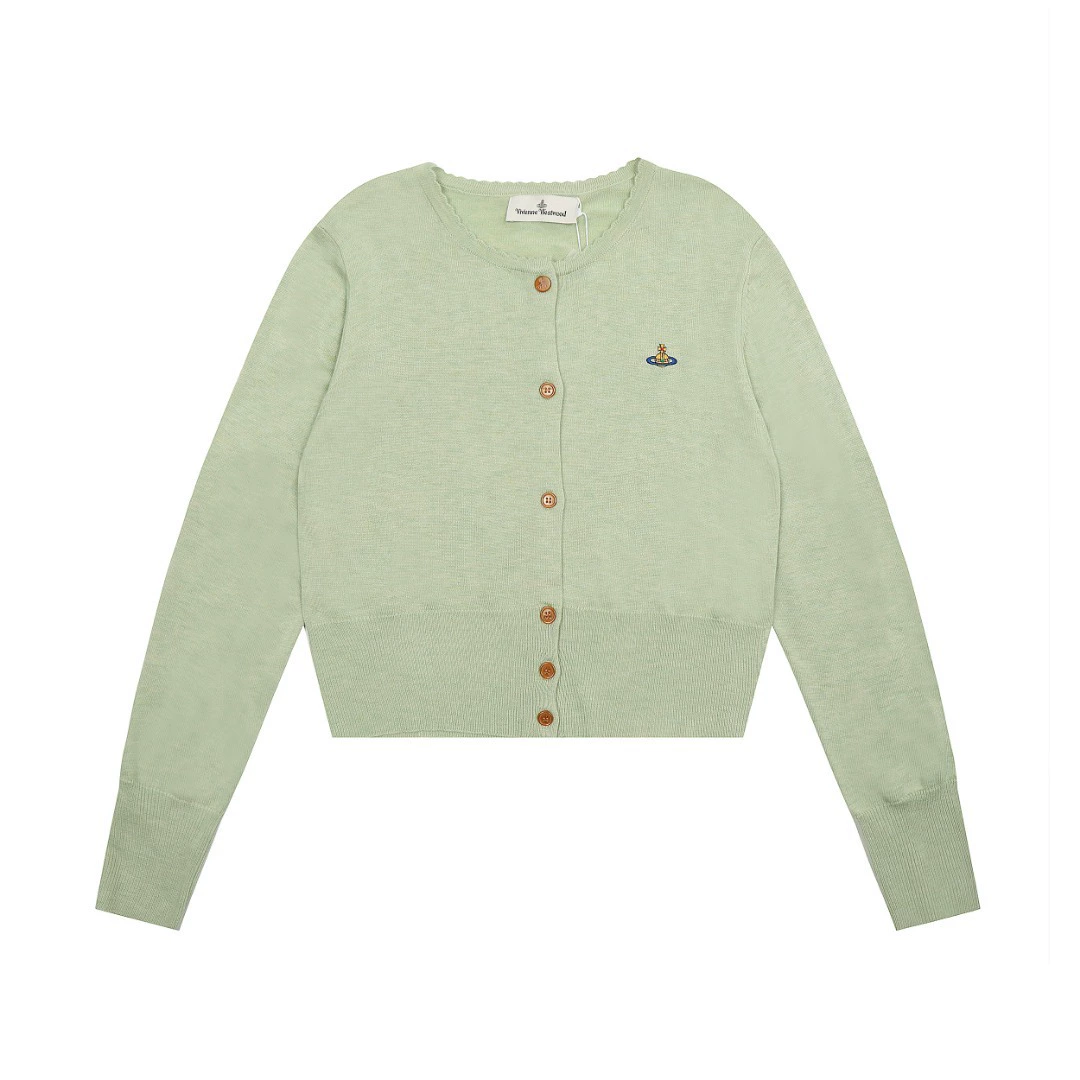 Шерстяной вязаный кардиган унисекс (Vivienne Westwood) Empress Dowager с вышитым сатурном, S–L