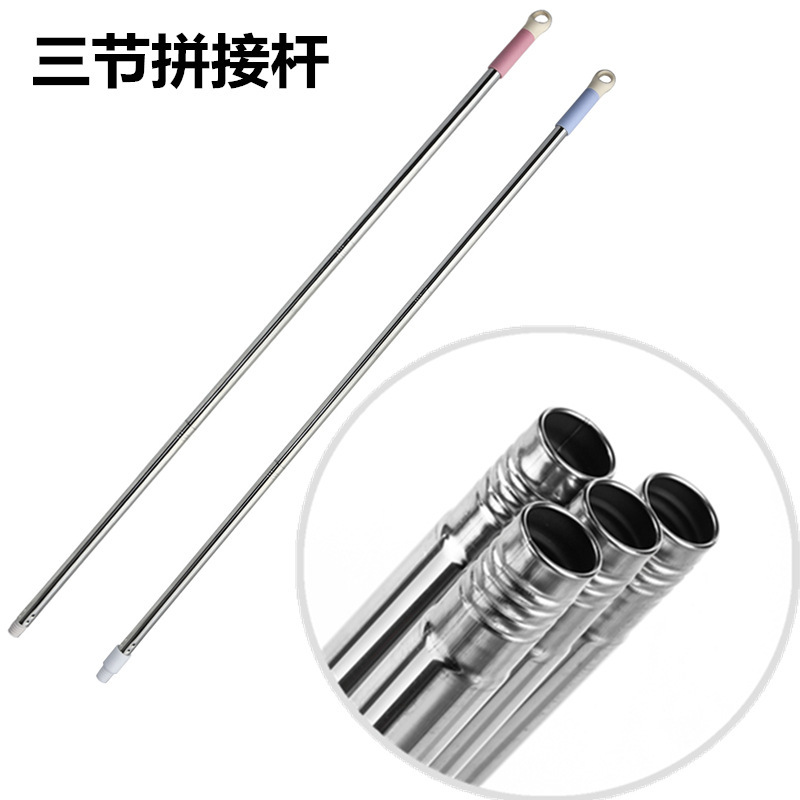 Three-section splicing stainless steel handle tube broom mop Rod household segmented E-Commerce 22mm thick round tube Three-section splicing stainless steel handle tube broom mop Rod household segmented E-Commerce 22mm thick round tube