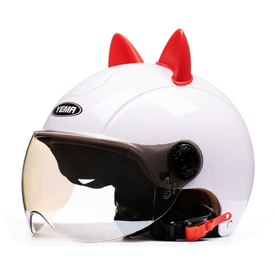 Motosiklet dəbilqələri, Universal Electric Battery Motorcycle Helmet - one-size-fits-all-pure-white-red-ear-w-comes-with-warm-ear-protection-removable