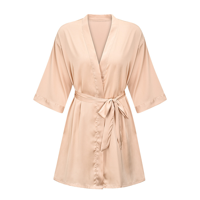 Nightgown Women's Ice Silk Pajamas Summer Thin Silk Seven-point Sleeve Home Clothes plus size Loose Bathrobe Morning Gown Bridal Gown Nightgown Women's Ice Silk Pajamas Summer Thin Silk Seven-point Sleeve Home Clothes plus size Loose Bathrobe Morning Gown Bridal Gown