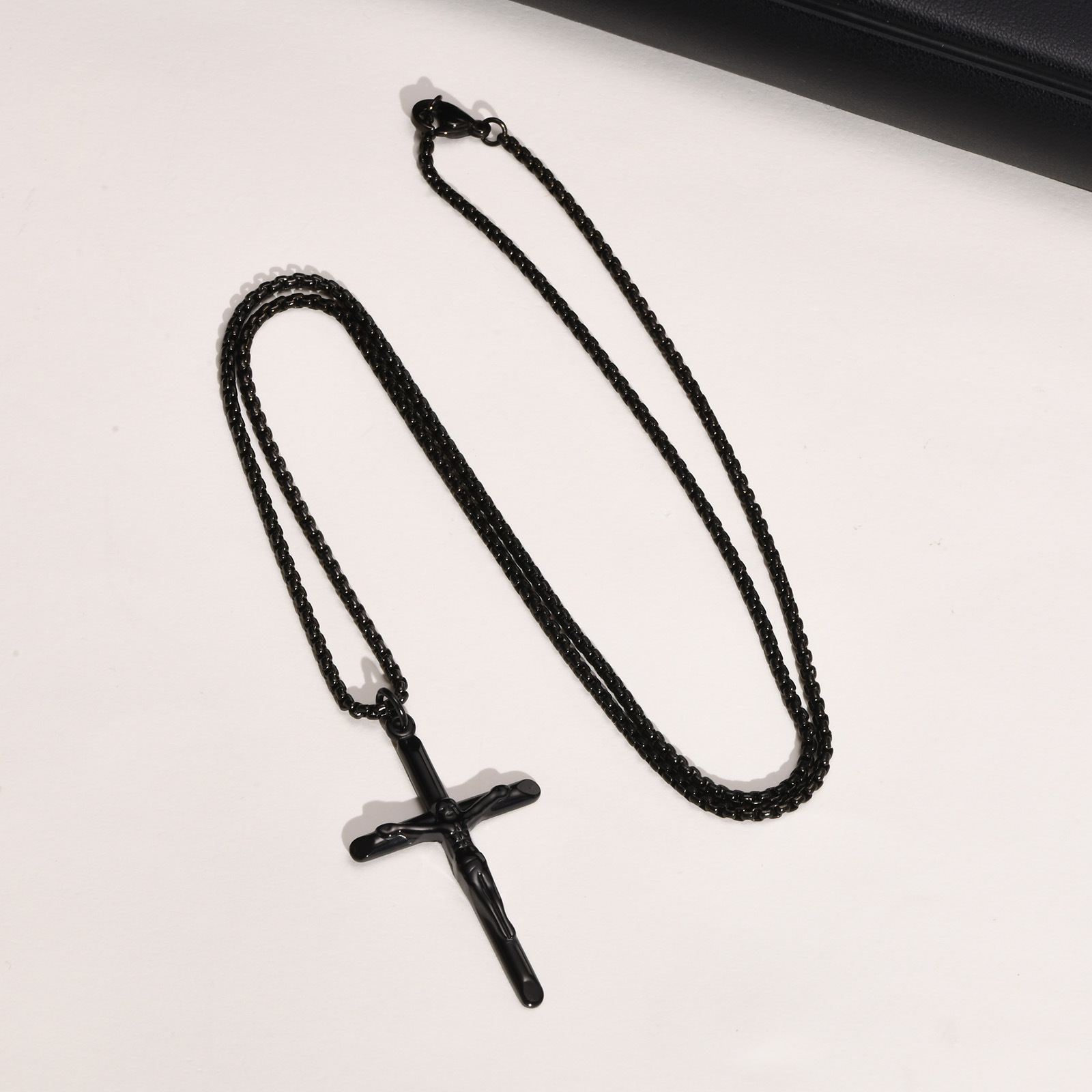 Cross Necklace with Chain Steel Color