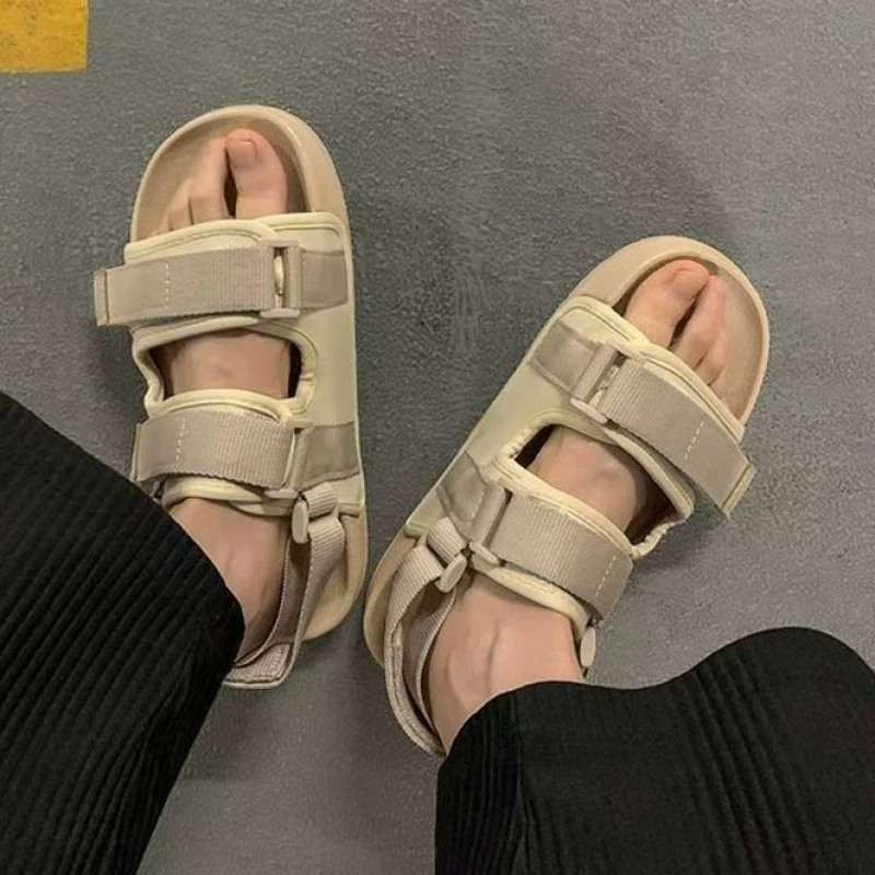 Мужская летняя верхняя одежда, новая популярная повседневная модная пляжная обувь на мягкой подошве с волшебной нескользящей подошвой двойного назначения для пары