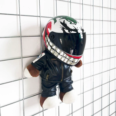 decoration rally bear — Motosiklet dəbilqələri - height-28cm-black-bear-m-white-clown-upgraded-internal-buckle