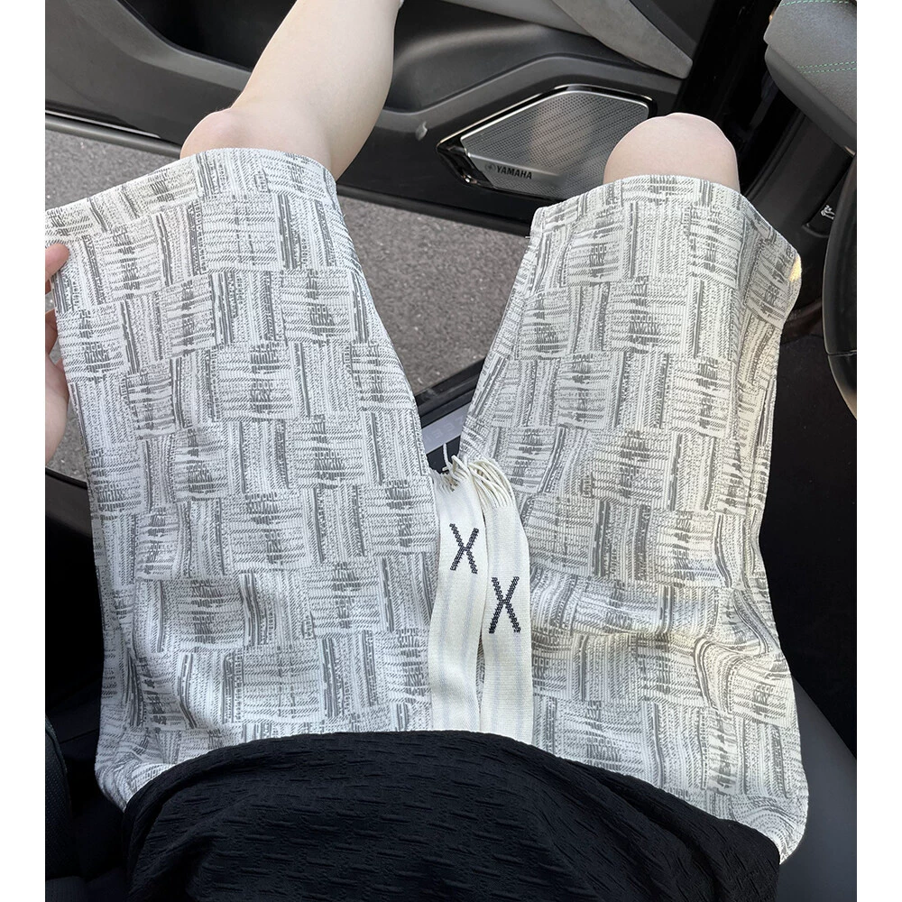 Американские клетчатые шорты с принтом, мужская летняя верхняя одежда, модные свободные повседневные брюки с пятью точками, мужские пляжные брюки большого размера