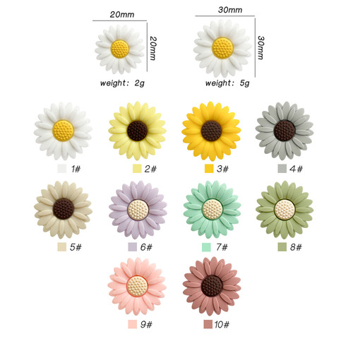 Manufacturer Silicone Daisy Flower Beads Food Grade Silicone Cartoon Ornaments DIY Pacifier Chain Bracelet Accessories