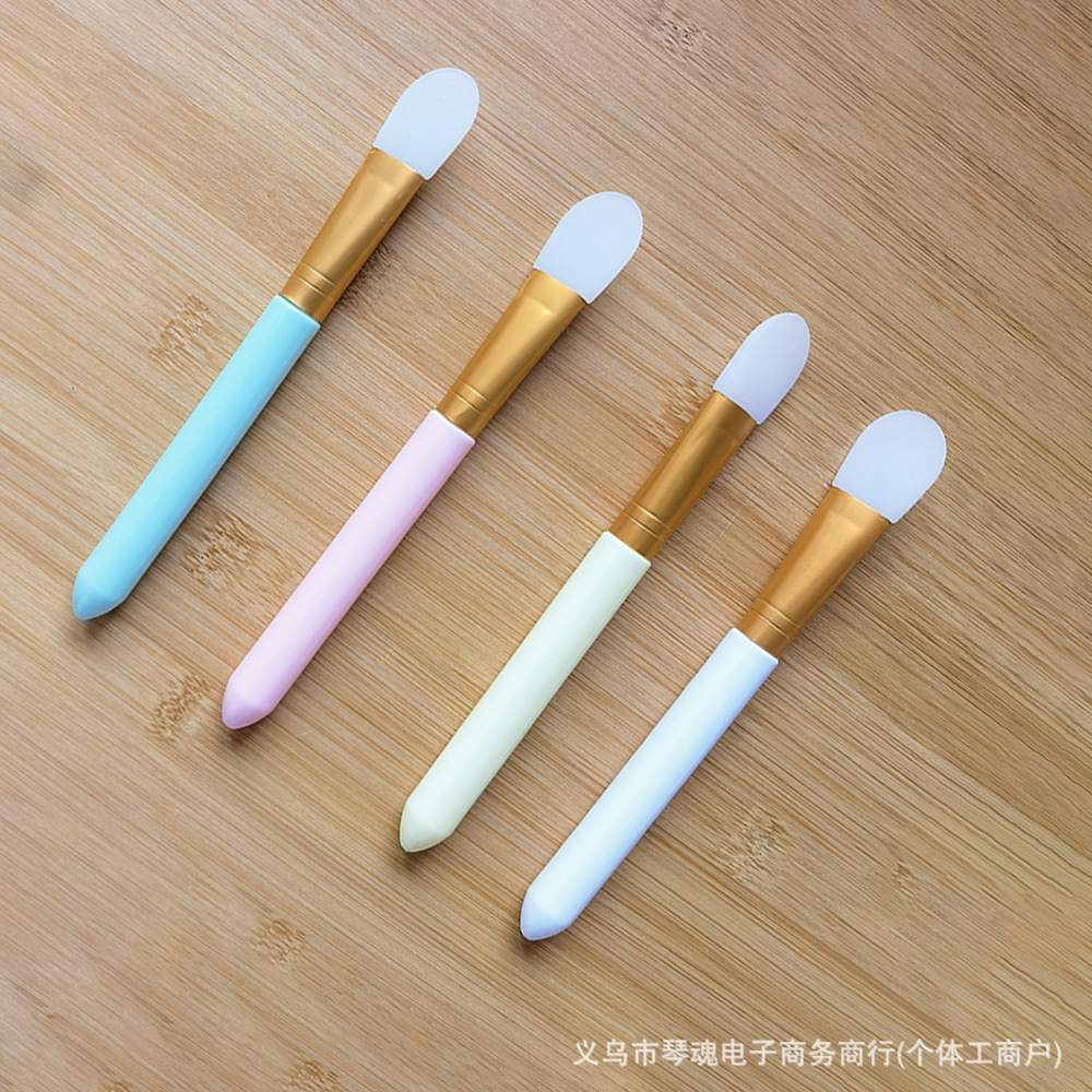 源头供应尖尾彩杆小圆头硅胶刷面膜涂抹刷美容调膜刷面膜涂抹器