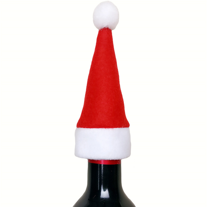 Botella de vino de Navidad decoración Mini sombrero de Navidad vajilla cuchillo y tenedor conjunto no tejido tapa de la botella de vino Comercio exterior fábrica al por mayor