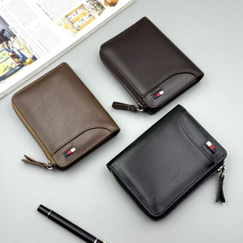 Foreign Trade Hot-Selling Men's Wallet, Fashionable Multi-Functional Men's Wallet, Ready-Made Bank Card Storage Bag, Vertical Zipper Wallet