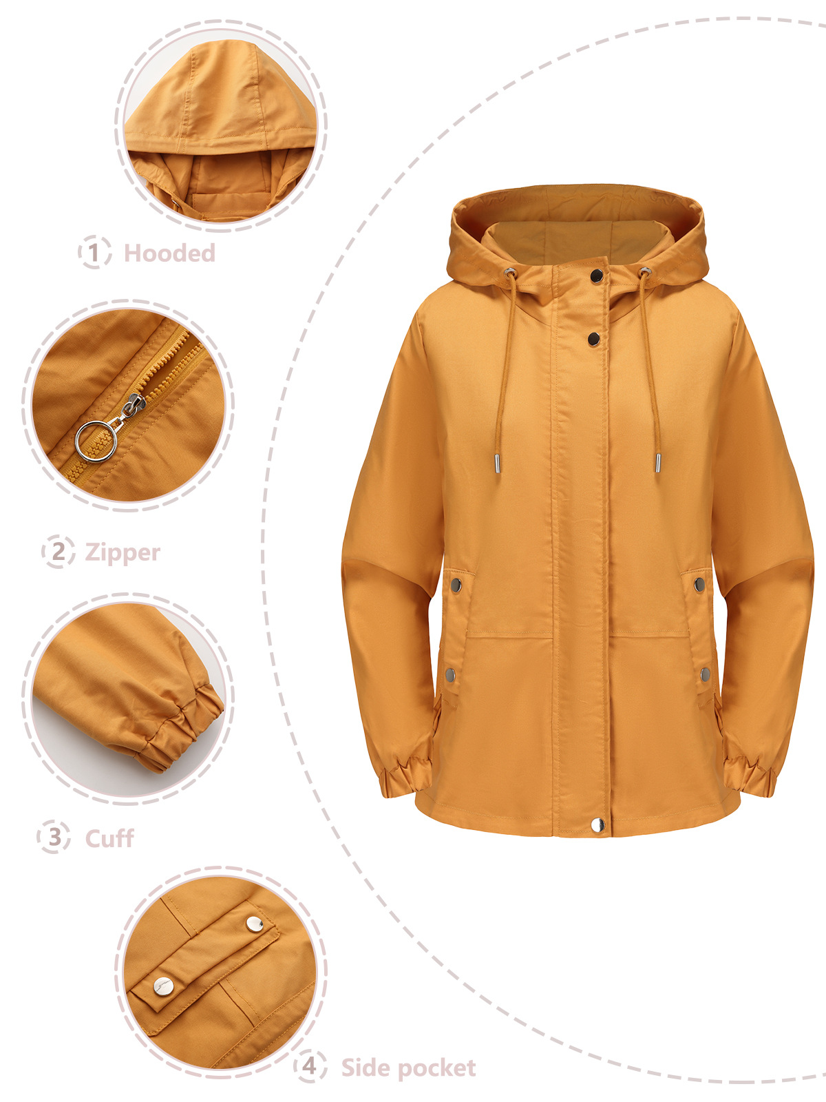 Women's Clothing new spring and autumn casual windbreaker women's loose windproof jacket with hood and long sleeves basic windproof jacket for women_voghion.com