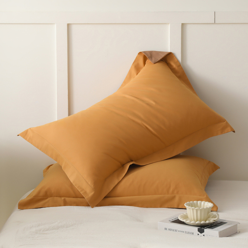 A clase 100S de color sólido algodón molido una sola funda de almohada de algodón de otoño y invierno doble funda de almohada gruesa funda de almohada