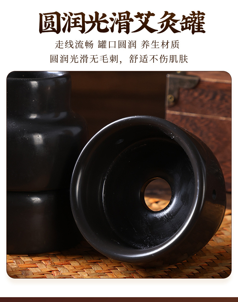 Bian Stone Navel Moxibustion Jar Single Hole Tool with 40 Stone Ground Moxa Cones for Home and Spa Use quality and texture
