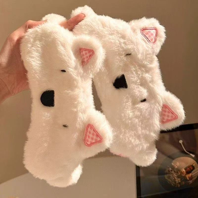 Cute Cartoon West Highland Plush Sleeping Blackout Eye Mask for Female Students Lunch Break to Relieve Eye Fatigue Headband Dual-Purpose