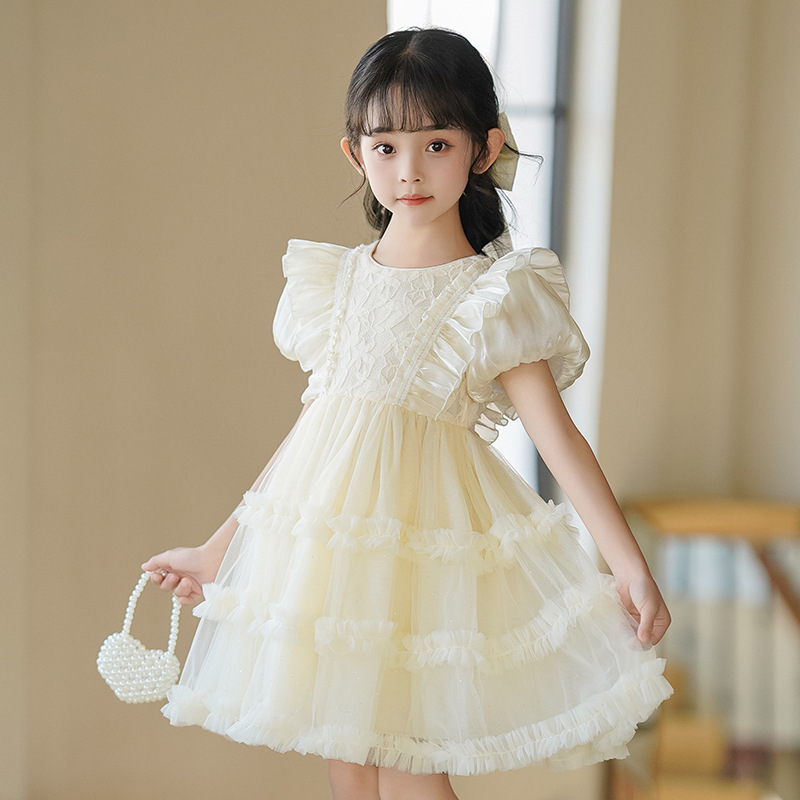 Girls Puff Sleeve Princess Dress Summer New Girls Birthday Dress Dress Stylist Children Lolita dress