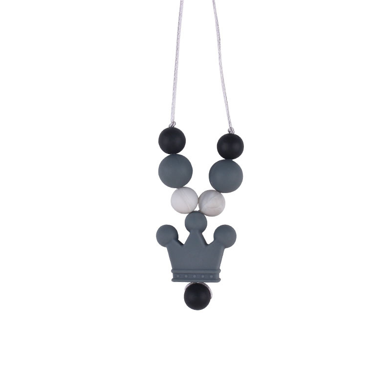 Amazon nuevo silicona corona molar collar bebé suministros teether palo masticable colgante collar