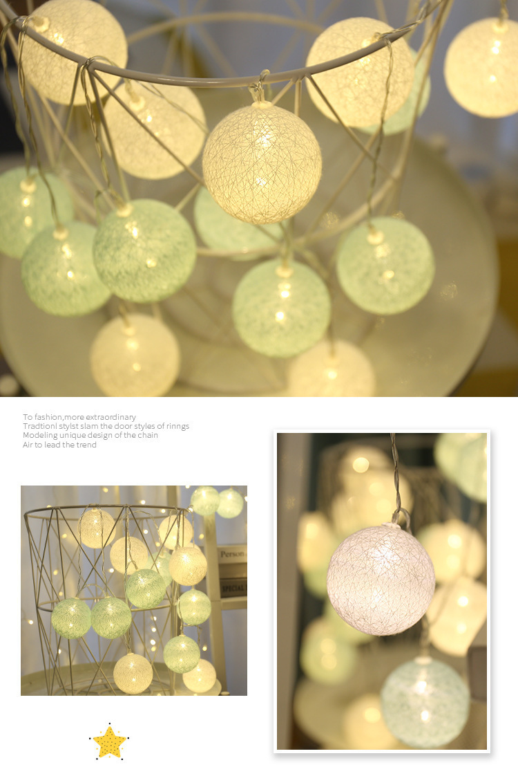 Luci a stringa a LED con palline di cotone - 300 lucine a LED per camerette, matrimoni, feste e decorazioni per la casa (alimentazione solare/a batteria/USB, IP43, certificazione CE)_voghion.com