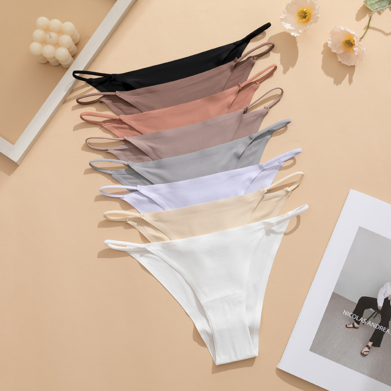 Cross-border European and American women's underwear, thin breathable ice silk seamless panties, women's thin strap plus size foreign trade bikini set Cross-border European and American women's underwear, thin breathable ice silk seamless panties, women's thin strap plus size foreign trade bikini set
