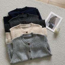 秋冬叠穿圆领针织背心女气质通勤糯叽叽羊毛开衫韩系百搭灰色马甲