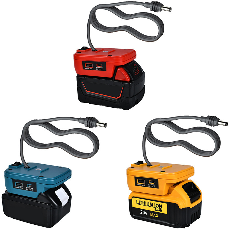 Suitable for Dewalt 20V Milotech Makita 18V Mini Mini Battery Adapter 18Awg Type-C USB