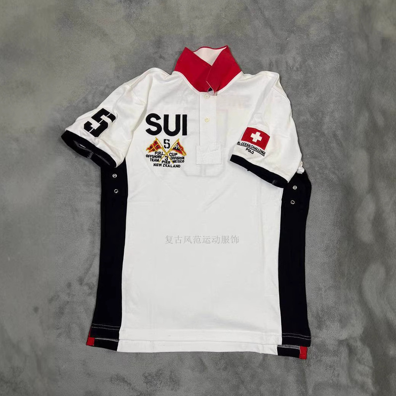 Cross-Border Summer Men's Polo Shirt with Embroidered Large Horse Logo, National Style, Casual Plus-Size Top, Men's Short-Sleeve T-Shirt