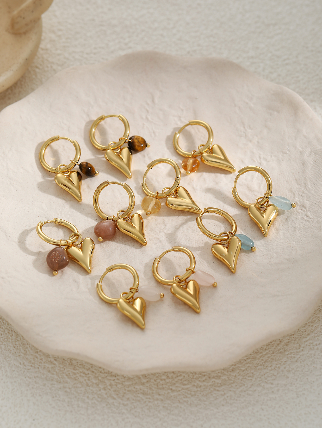10g Weight UV Plating Gold Plating Process 304 Stainless Steel Ear Needle Material 18K Real Gold Plated Plating Material Charm Sleeper Hoop Earrings, Drop Earrings Classification 1 Pair Simple Style Heart Shape Plating Titanium Steel Drop Earrings