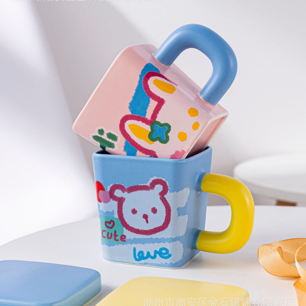 Taza de Cerámica Estilo Dopamina, Colores de Alta Apariencia, Resistente a Alta Temperatura, Taza Creativa para Hogar