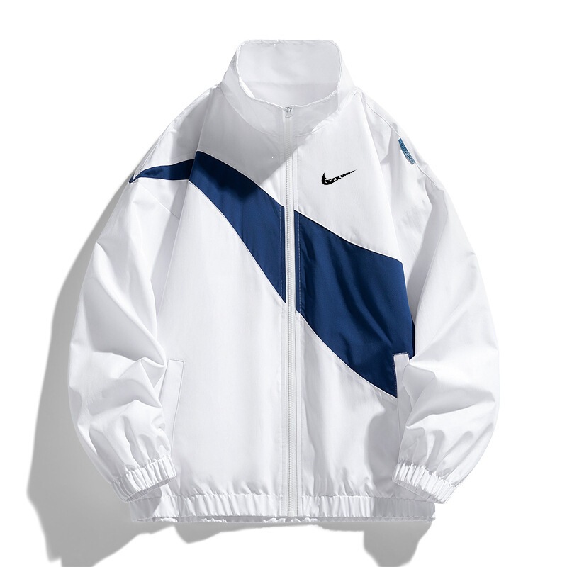 Retro Spring and Autumn Thin Jacket for Men, Trendy and Versatile, New Stand-up Collar Bomber Jacket, Loose Fit, Color Block, Trendy Brand Baseball Jacket