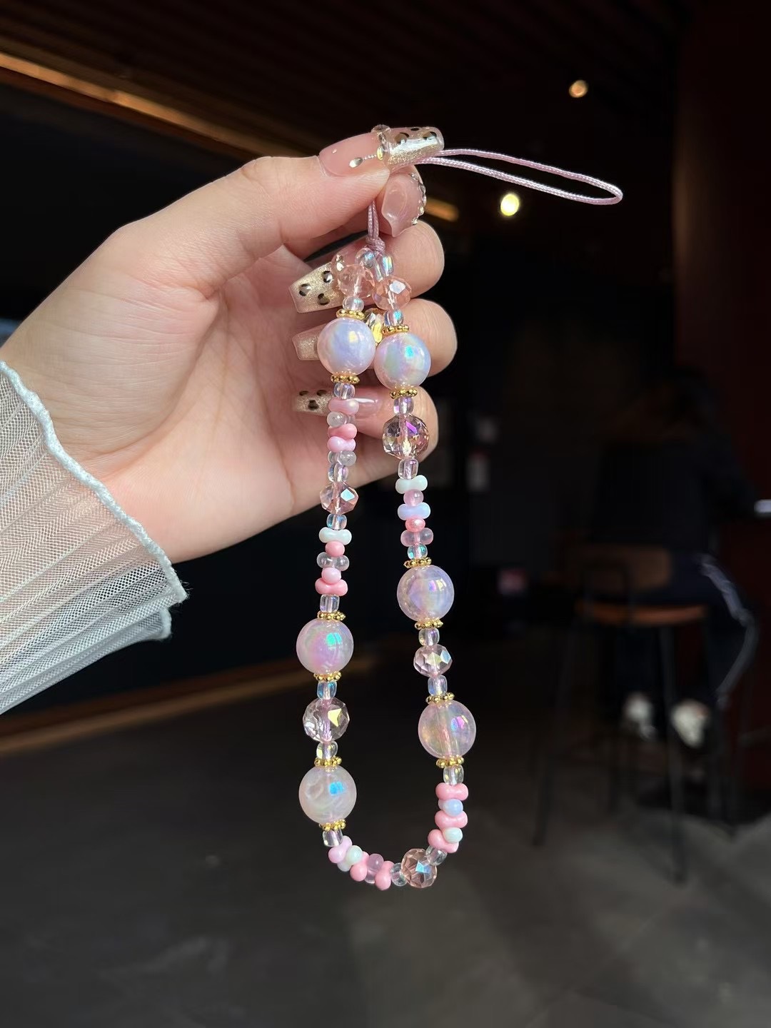 Color caramelo, cordón fresco para teléfono móvil, cadena al por mayor, cuentas, cuentas mixtas, bricolaje, colgante simple hecho a mano, cristal lindo