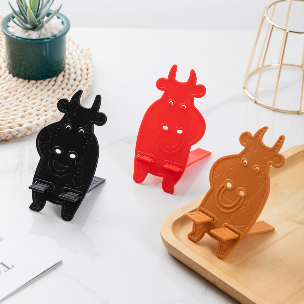 广告礼品手机支架 塑料PP懒人手机架牛气冲天可爱桌面手机座赠品