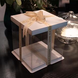 New transparent cake packaging box wholesale 14 inch 16 inch 18 inch birthday cake baking packing box plastic box
