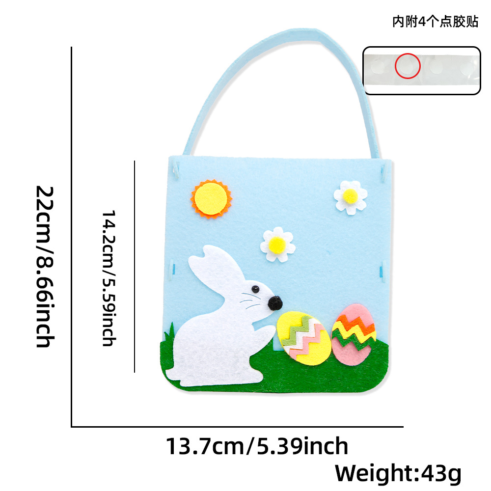 Nueva bolsa de fieltro de Pascua para niños bolsas de dulces DIY huevos de conejo lirio bolsas hechas a mano