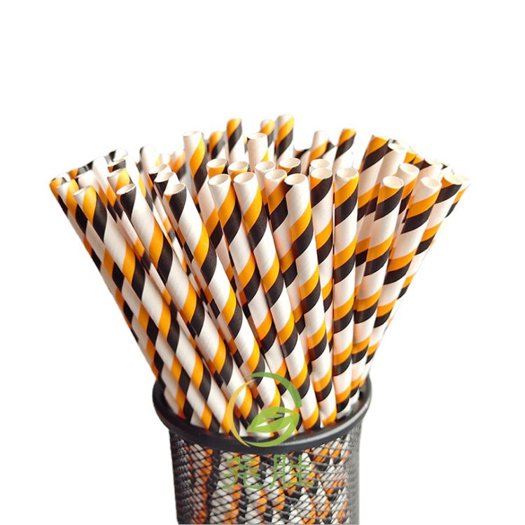 Inventario mayorista alargado paja de papel desechable degradable tira de papel paja de papel té de leche tubo de papel multicolor colorido