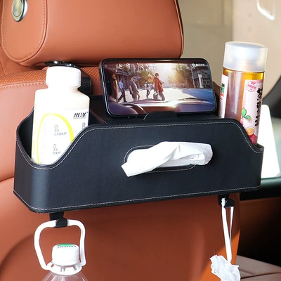 Car-mounted multifunctional cup holder car interior tissue box seat back storage storage bag hanging storage box (Car storage bag/box) - black