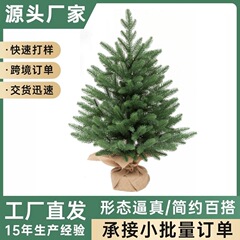2025国境を越えた新型60センチ全PE豪華グリーンクリスマスツリーセット麻布ベースクリスマス装飾品