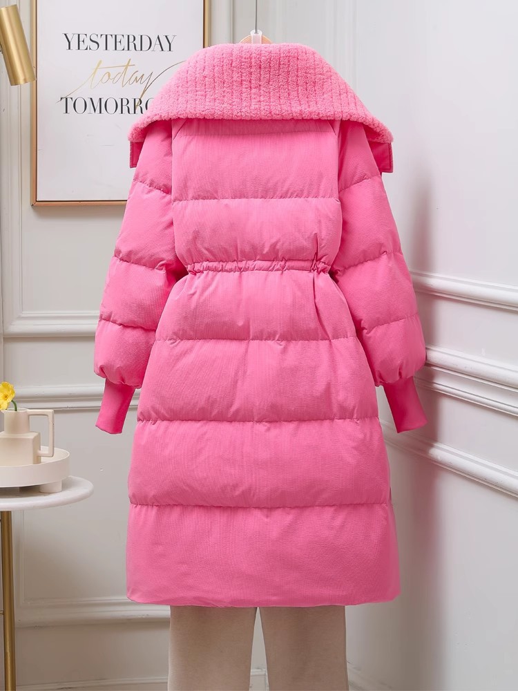 Cappotto lungo donna invernale stile retro imbottito sotto ginocchio_voghion.com
