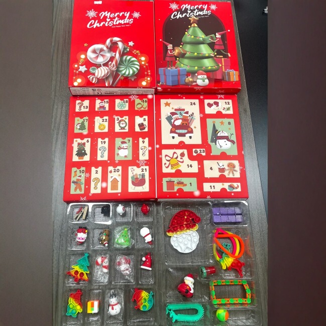 跨境新品圣诞玩具倒计时手撕盲盒亚马逊日历圣诞节套装减压玩具|undefined