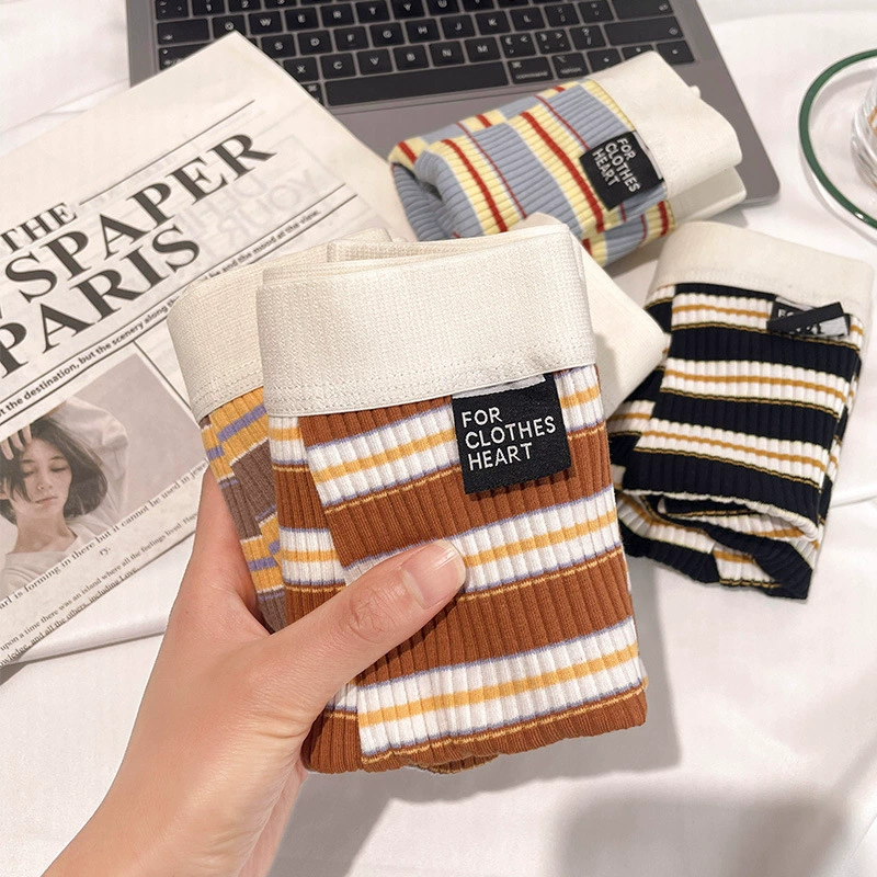 Новое Мужское нижнее белье, хлопковые мужские боксеры больших размеров, полосатые летние дышащие мужские боксеры со средней талией