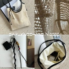 大宇張自作オリジナル夏休みシリーズかぎ針編みメッシュバッグ編み脇トートバッグ大容量ペンダント