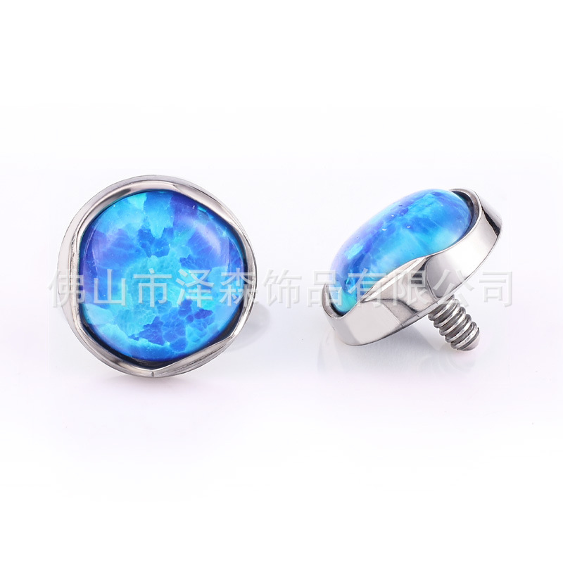Zesen F136 Titanium Alloy Wavy Edge Opal Earrings Flats Tongue Nail Jewelry Lip Nail Body Piercing detail image 7