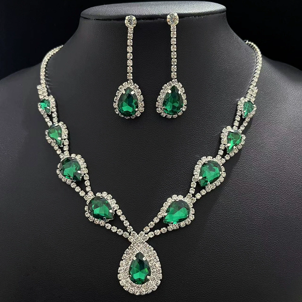 Класс pendant, ожерелье и серьги, комплект, аксессуар для невесты, свадебное платье, вечернее платье, с камнем, простой и элегантный дизайн