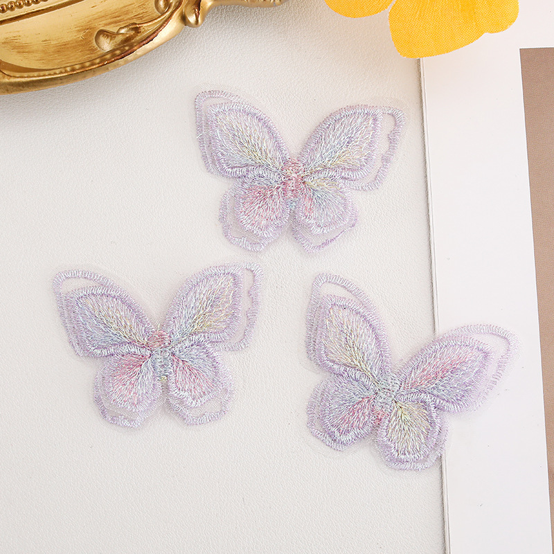 オーガンザ二層レース蝶 diy 手作り素材刺繍花ドレススカートパッチステッカー装飾|undefined