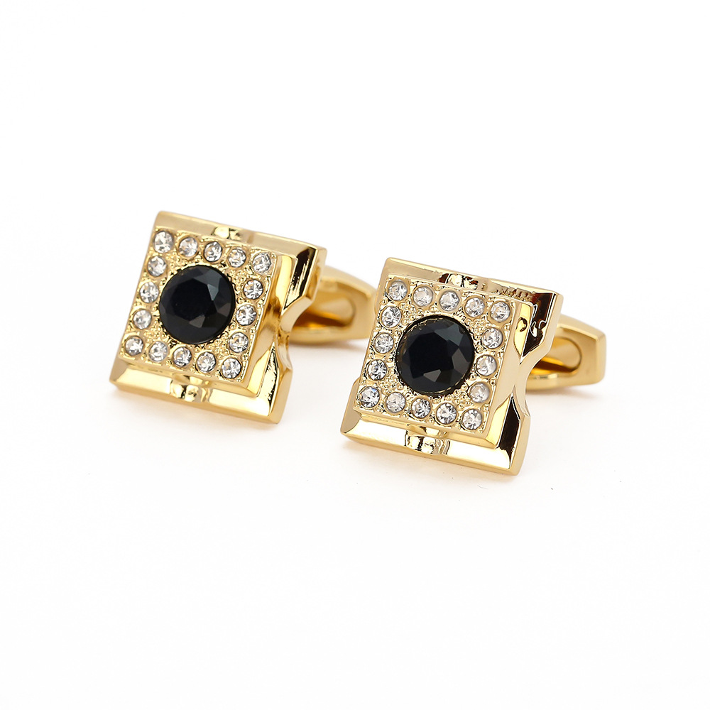 Gemelli di alta gamma quadrati in cristallo bianco e nero per camicie da uomo, spille da polso, vendita all'ingrosso_voghion.com