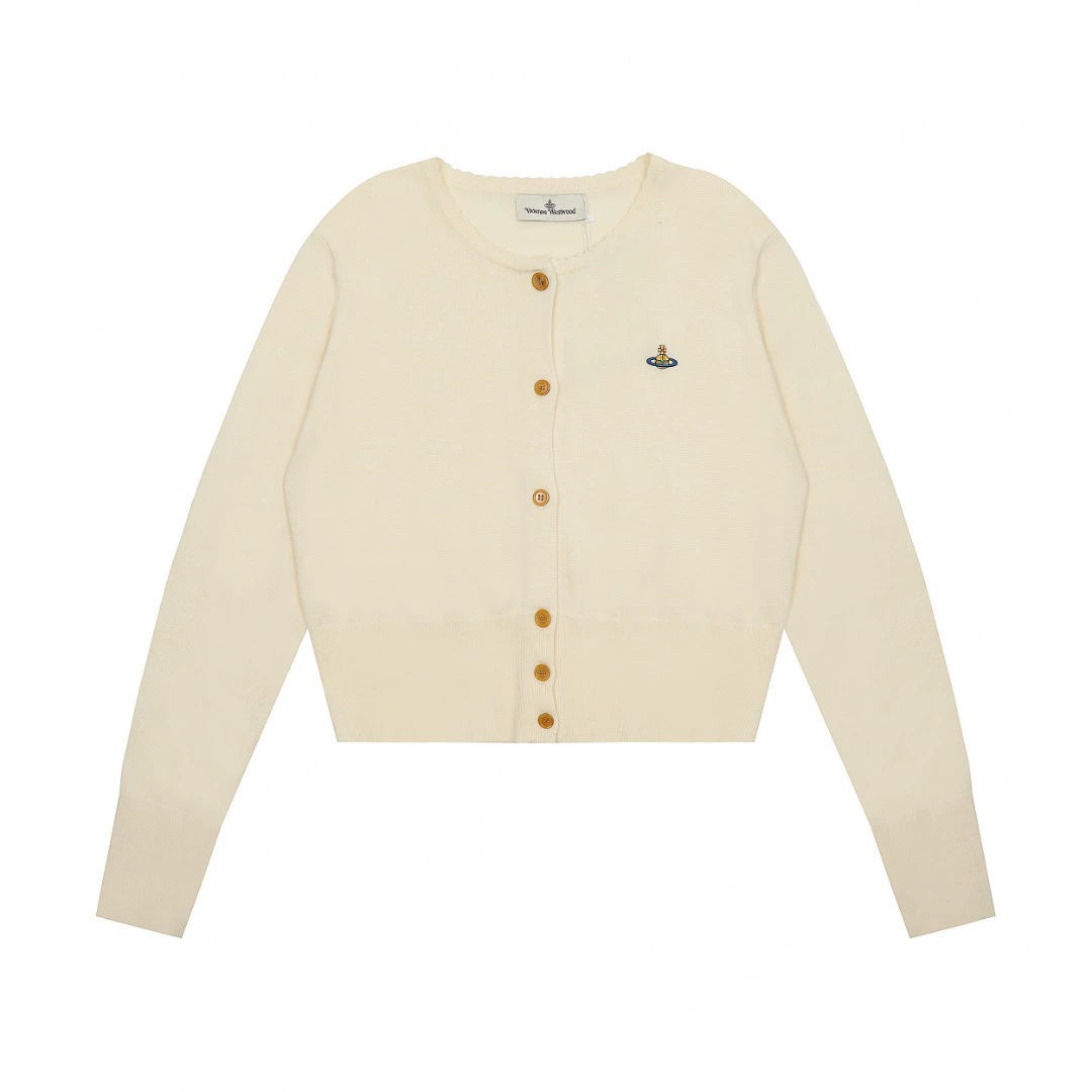 Шерстяной вязаный кардиган унисекс (Vivienne Westwood) Empress Dowager с вышитым сатурном, S–L