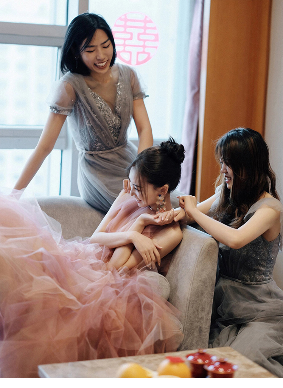 Women's Pink Halter Neck Evening Dress Morning Robe New Arrival 2026 Engagement Party Wear Toasting Dress_ecoleips.com
